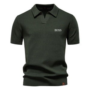 Refined casual knit polo shirt