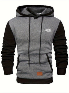 Casual hooded sweatshirt with drawstring for men