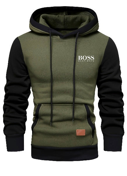 Casual hooded sweatshirt with drawstring for men