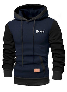 Casual hooded sweatshirt with drawstring for men